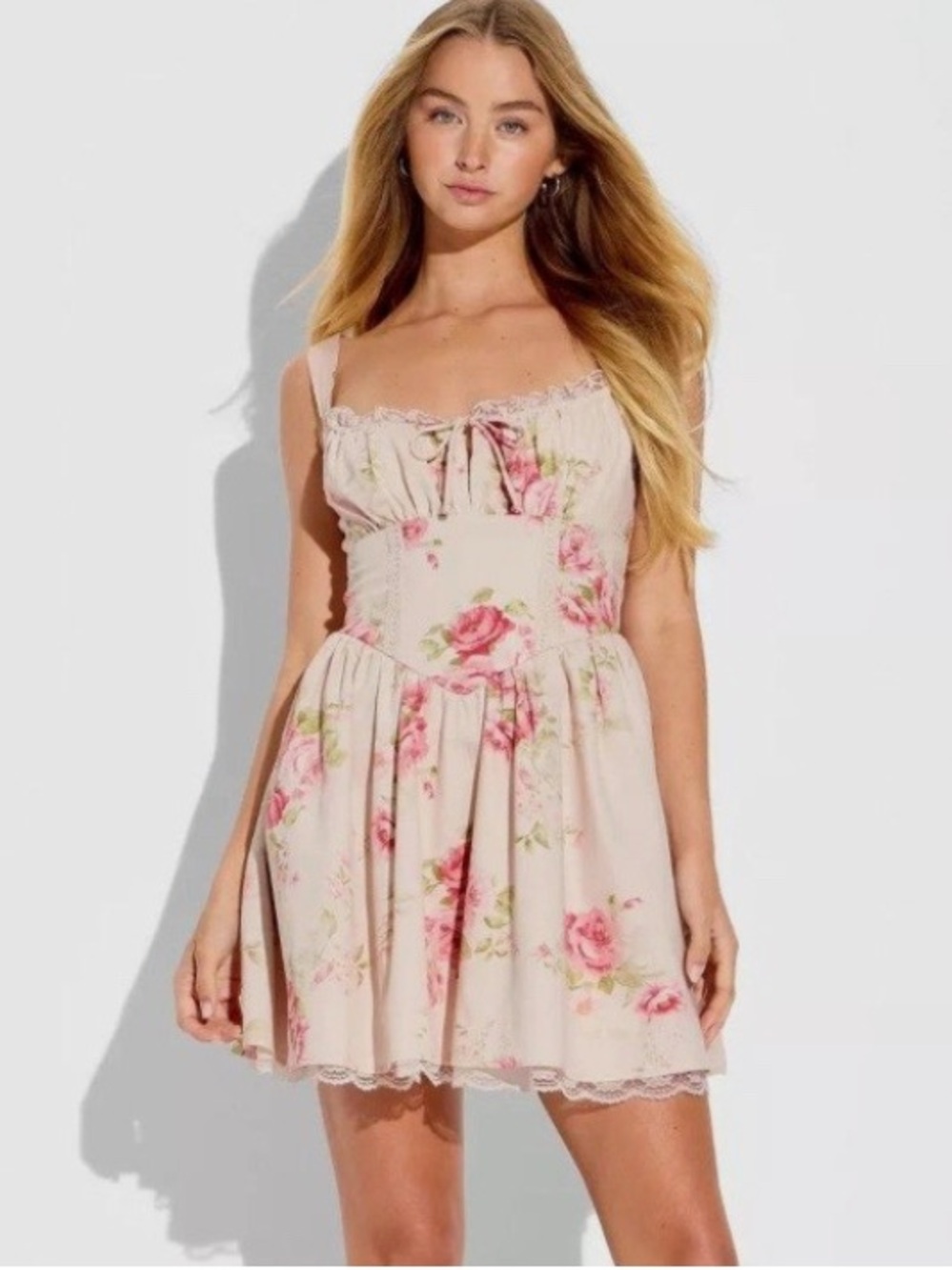 Wild Fable Wide Strap Floral Corset Fit Flare Mini Dress  gives love shack fancy